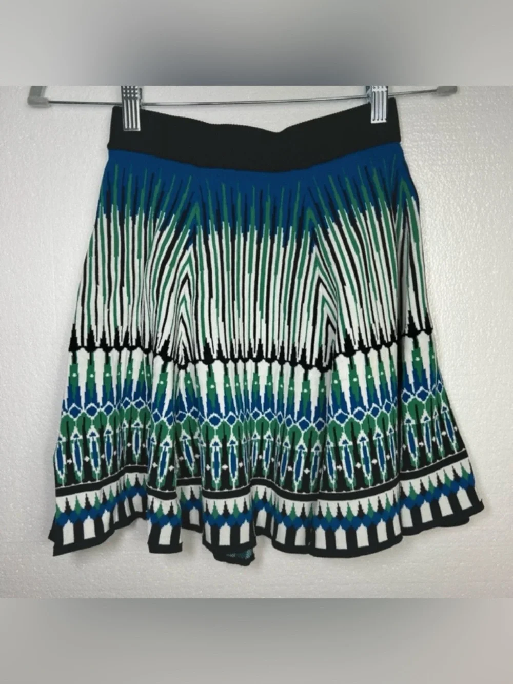 Torn by Ronny Kobo Anabella mosaic jacquard knit mini skirt size XS